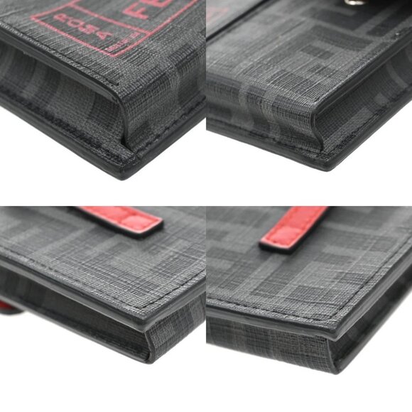 FENDI Logo Zucca Pattern Bag Charm Belt Pouch PVC Leather Black Italy 33KA976 - Picture 7 of 13